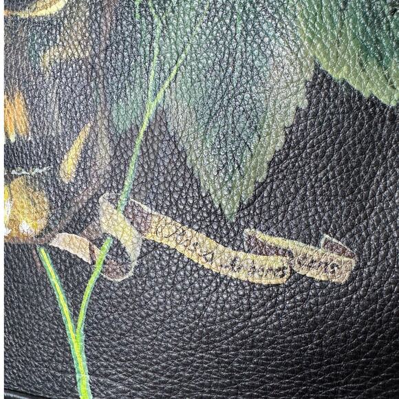 Libertine Hand-Painted Floral Skull Black Leather Moto Jacket M - Picture 9 of 16